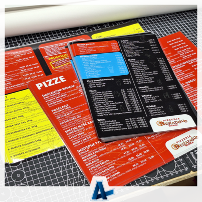 Menu laminowane na stoły dla Pizzerii Biesiadowo w Warce