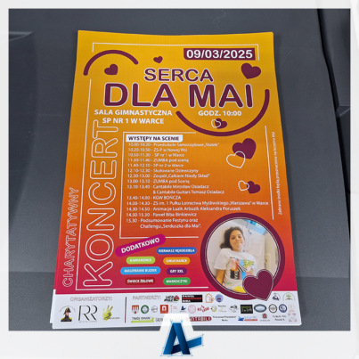 Druk plakatów na koncert charytatywny dla Mai