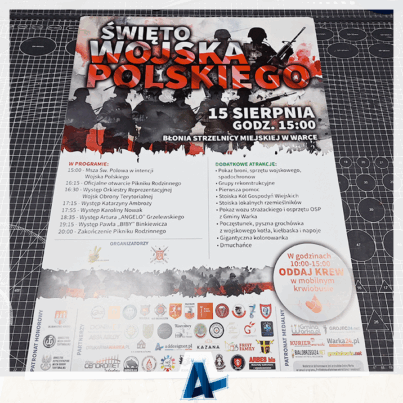 Projekt i druk plakatów na Piknik Rodzinny z okazji Święta Wojska Polskiego